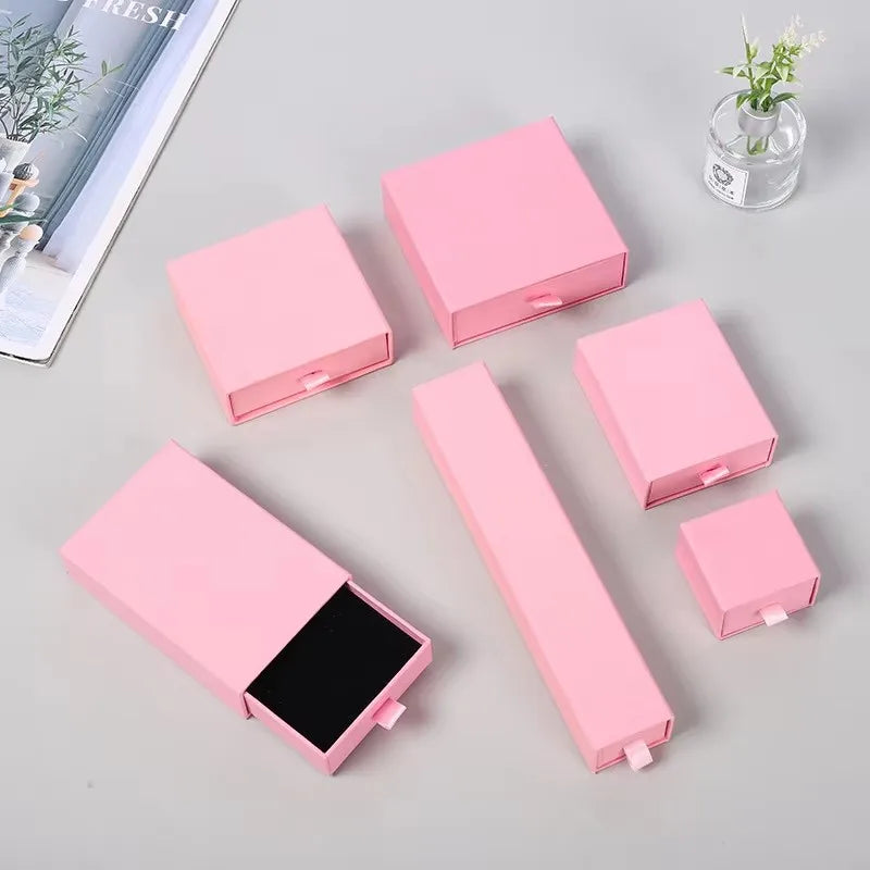 10 Cajas de regalo de joyería de papel para anillos, pendientes, collares, pulseras y empaques de recuerdos de boda