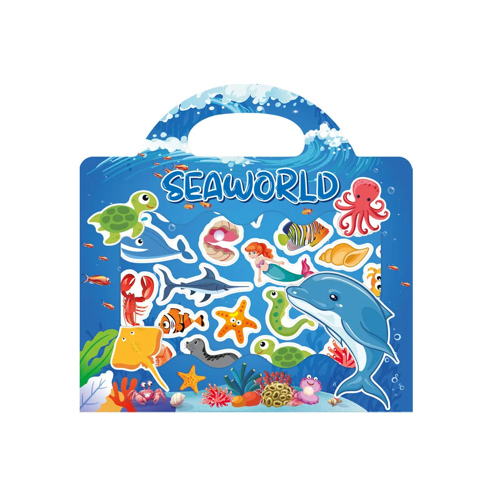 Kids Reusable Scene Sticker Book – DIY Cartoon Animal Puzzle Sticker Game, Early Learning Cognition Toy, Creative Educational Activity Gift for Children
