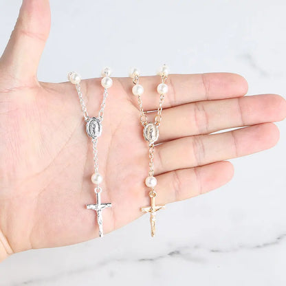 Mini Chapelet Cadeaux de Baptême – Bracelet Chapelet Perles Croix Catholique, Cadeaux Souvenirs Communion & Baptême, Faveurs Religieuses pour Célébrations de Baptême (10-100pcs)