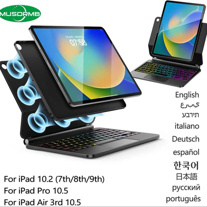 Funda Magic Keyboard para iPad 10.2 (9.ª/8.ª/7.ª generación), iPad Air 3 y iPad Pro 10.5 – Cubierta folio magnética con teclado retroiluminado y soporte flotante