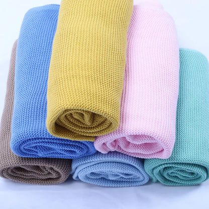 Personalized Baby Knitted Blanket – Custom Name Cotton Newborn Wrap for Winter Warmth & Comfort