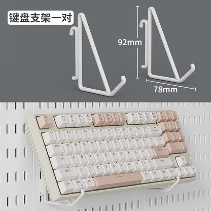 Organizador de pared de tablero perforado sin taladros – Panel de almacenamiento modular con estantes y accesorios para cocina, baño y sala de juegos