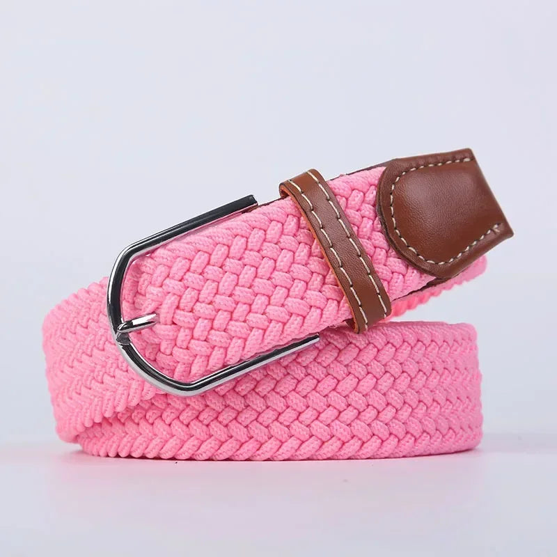 Ceinture élastique tressée unisexe en toile tissée, à boucle ardillon, pour jeans (107/120/130cm)