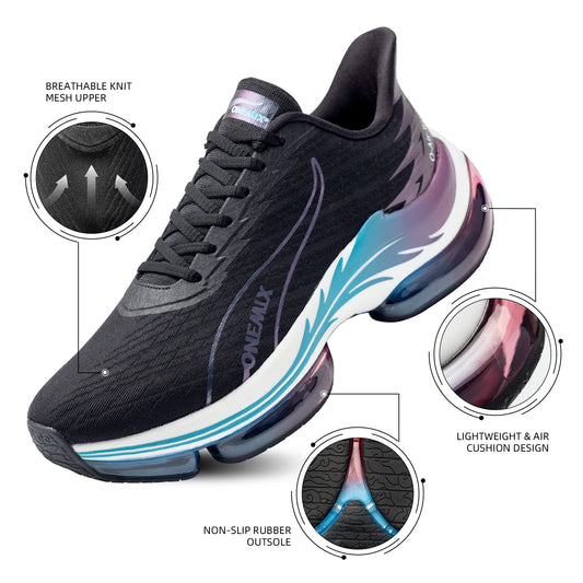 Zapatillas de running con cámara de aire para hombre – Zapatillas deportivas de malla transpirables, ligeras para caminar y deportes al aire libre Tallas EU 35-47