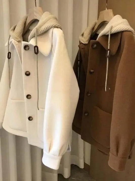 Korean-Style Women's Oversized Woolen Coat – Loose-Fit Autumn & Winter Long Coat, Plus Size Outerwear with Elegant High-End Fashion Look