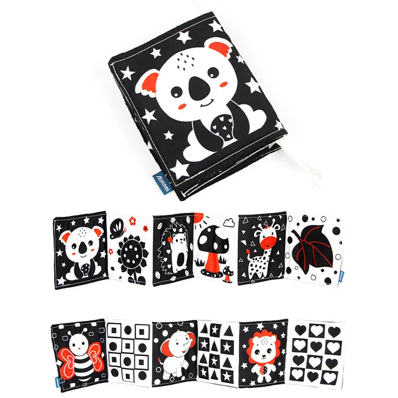 Black & White Sensory Cloth Book for Babies 0–12 Months Montessori Soft Crinkle Toy
