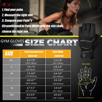 MOREOK Gym Gloves – Men's Non-Slip 3mm Padded Workout Gloves for Weightlifting, Pull-Ups, Kettlebell & Fitness Training