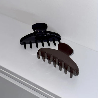 Pinza de pelo de acetato Fashion Coffee – Pinza grande de color sólido negro para mujeres y niñas | Accesorios sencillos para el pelo de verano