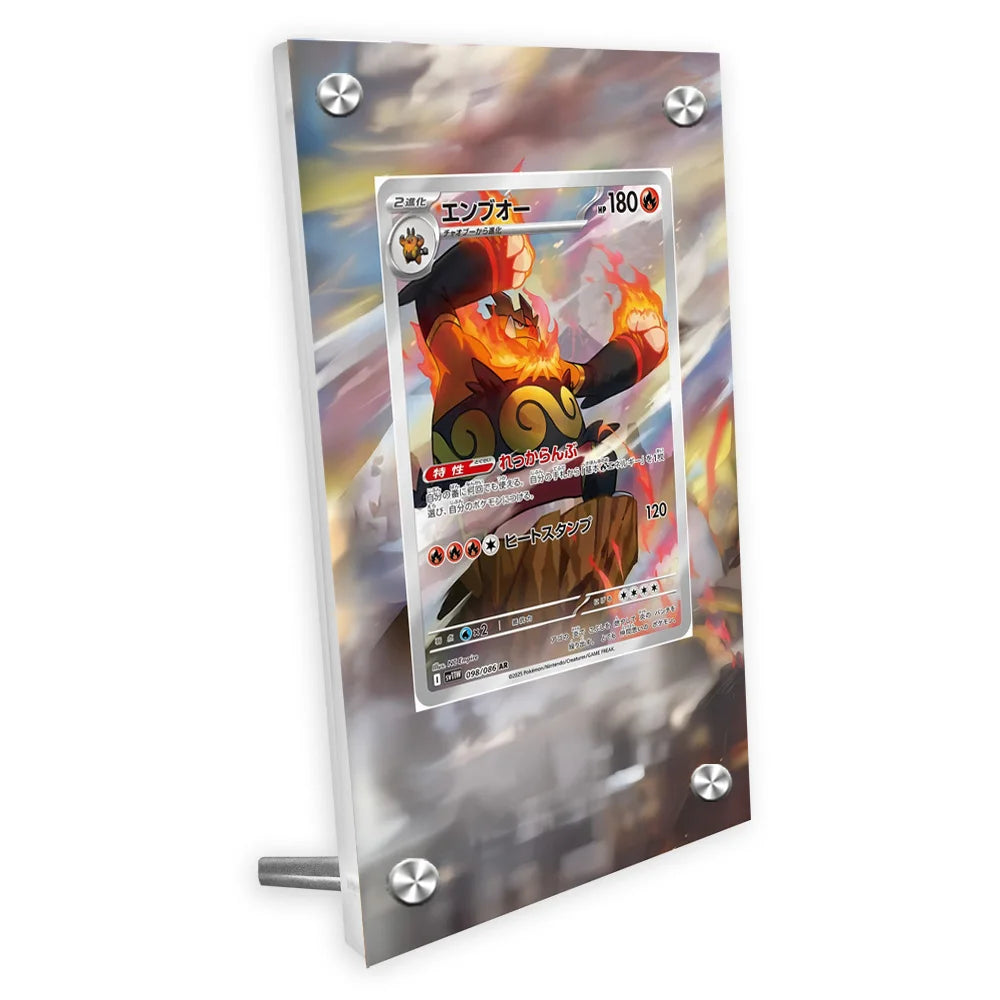 Estuche de exhibición de cartas acrílico Pokémon – Reshiram, Mewtwo, Zekrom, Charizard y soporte protector de cartas de personajes
