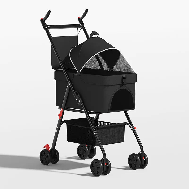 Poussette pliable pour animaux de compagnie 20 kg, poussette légère pour chiens et chats avec nacelle détachable pour les voyages en extérieur