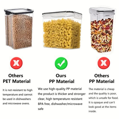 Juego de 7 Recipientes Herméticos para Alimentos, Plástico sin BPA, Botes de Cocina con Etiquetas y Rotulador