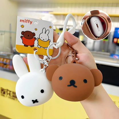 Kawaii Rabbit & Bear Silicone Coin Purse – Cute Cartoon Mini Storage Bag for Coins, Earphones & Small Accessories | Girl Gift