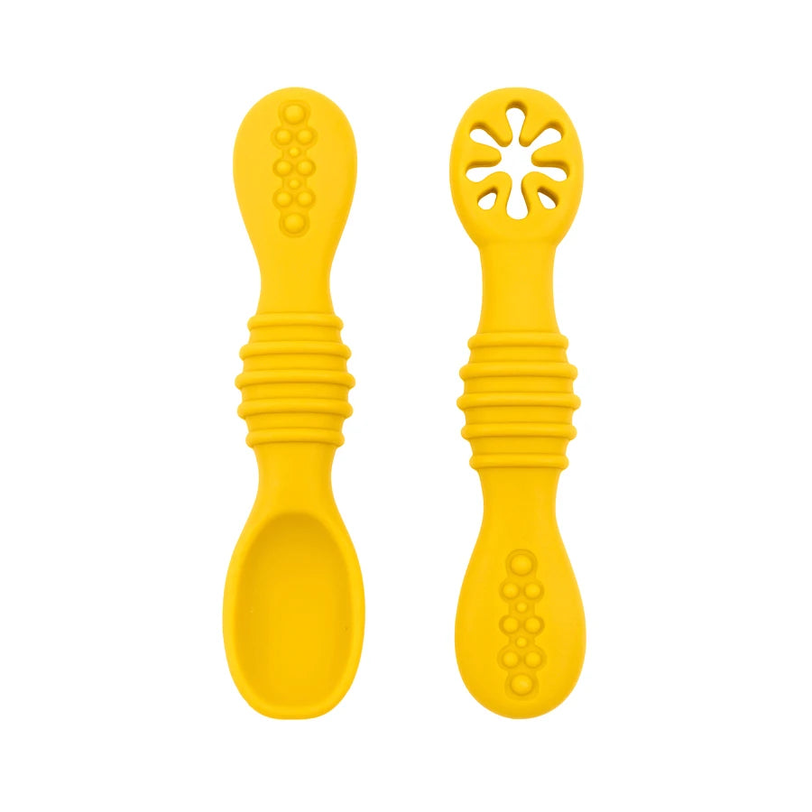 Lot de cuillères d'alimentation en silicone pour bébé – Cuillère douce à double embout pour purées, céréales de riz et sevrage autonome