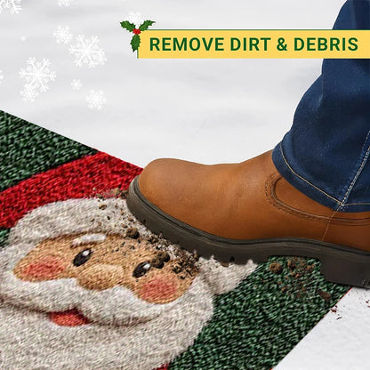 Christmas Door Mat – Santa Claus & Gingerbread Holiday Welcome Rug for Indoor & Outdoor Home Décor