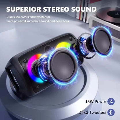 Wireless Bluetooth Karaoke Speaker – Portable Subwoofer Sound Box with Microphone, FM Radio, LED Lights & TWS
