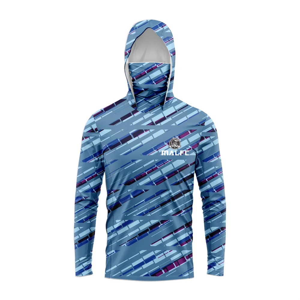 MALFC Men's Hooded Fishing Shirt – Long Sleeve UV Protection Performance Fishing Apparel for Outdoor Adventures
