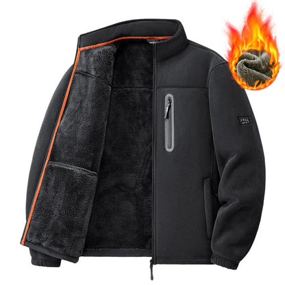 Men's Winter Fleece Jacket Thickened Polar Fleece Warm Insulated Casual Coat for Outdoor Activities and Autumn Cold Weather