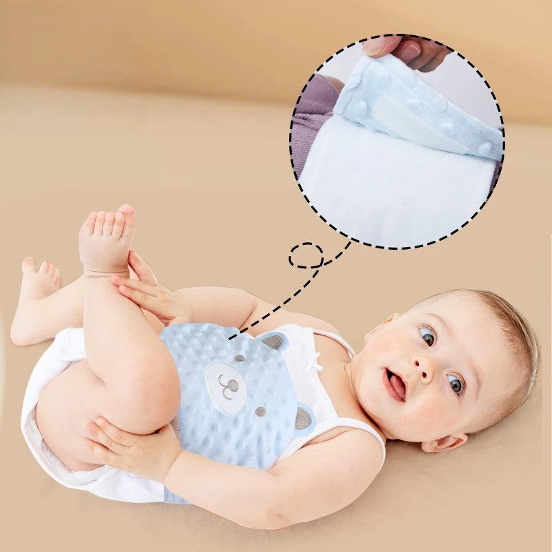 Faja suave para bebé con paquete térmico de frijoles rojos – Envoltura abdominal de dibujos animados para bebés para calor, alivio de gases y comodidad estomacal