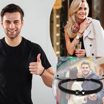 Pulsera Corazón Inicial Personalizada – Pulsera de Cuerda Trenzada Hecha a Mano con Letras de la A a la Z para Hombres y Mujeres | Regalo de Joyería para Parejas y Amigos
