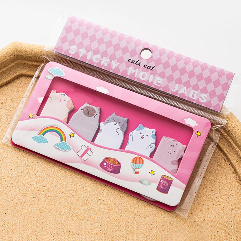 150 Hojas de Notas Adhesivas de Animales de Dibujos Animados – Bonitas Almohadillas de Notas de Capibara, Panda y Gato, Marcadores Decorativos para la Escuela, la Oficina, Diarios y Uso de Papelería