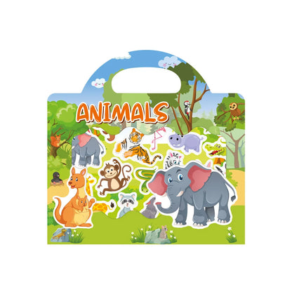 Kids Reusable Scene Sticker Book – DIY Cartoon Animal Puzzle Sticker Game, Early Learning Cognition Toy, Creative Educational Activity Gift for Children