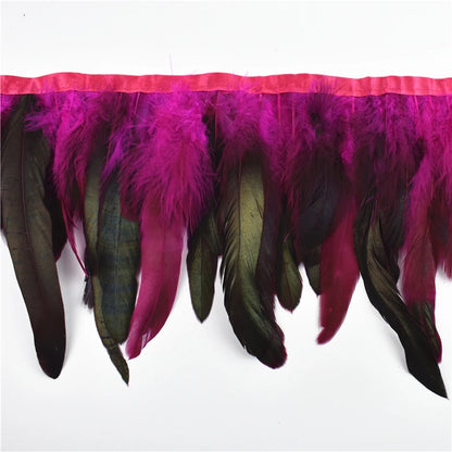 10 m Rooster Feather Fringe Trim – Natural Feather Ribbon for Sewing, Crafts & Costume Decoration