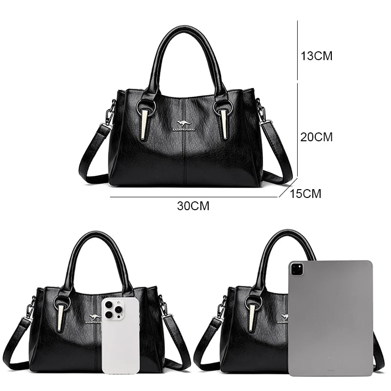 Genuine Cow Leather Women's Handbag Luxury Tote Shoulder Crossbody Messenger Bag