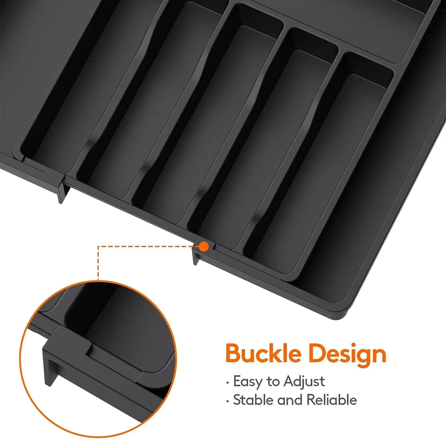 Adjustable Flatware Drawer Organizer – Plastic Kitchen Utensil Storage Tray for Cutlery, Tableware & Countertop