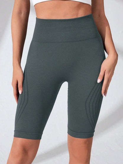 Women’s High Waist Seamless Slim Yoga Shorts Stretchy Push Up Butt Lifting Knitted Workout Running