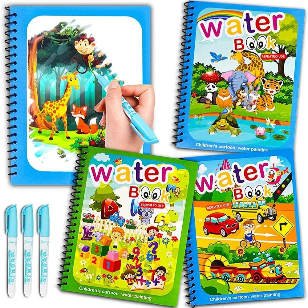 Magic Water Drawing Book – Reusable Montessori Coloring Book for Sensory Learning & Early Education