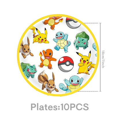 Pokémon Birthday Party Supplies Set – Paper Plates, Cups, Napkins, Tablecloth, Gift Bag Fillers & Guest Favors for Pikachu Party & Baby Shower