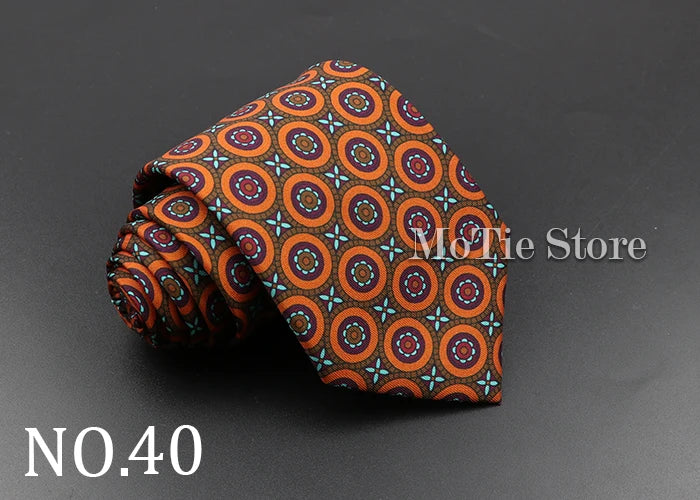 Men's 7.5cm Soft Silk Necktie – Floral & Dot Pattern Tie for Weddings, Business, Parties & Formal Wear