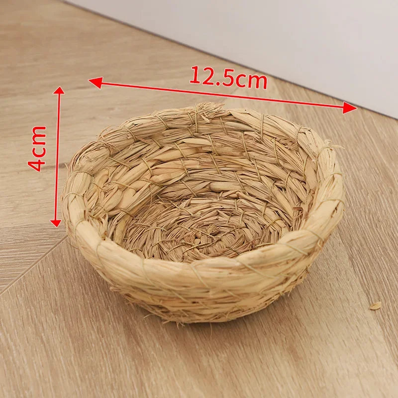 Handwoven Straw Bird Nest – Natural Warm Breeding & Egg-Laying Nest for Parrots, Chickens & Small Birds, Cozy Grass Nest Habitat
