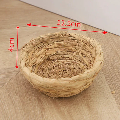Handwoven Straw Bird Nest – Natural Warm Breeding & Egg-Laying Nest for Parrots, Chickens & Small Birds, Cozy Grass Nest Habitat