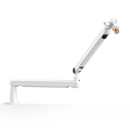 FIFINE BM88W Low-Profile Microphone Boom Arm – Adjustable Desk Mount Mic Arm with Built-In Cable Management for Streaming, Gaming & Podcasting (White)