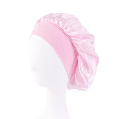 Silky Satin Sleep Bonnet with Elastic Band – Wide Brim Night Cap Hair Wrap for Sleeping & Hair Protection