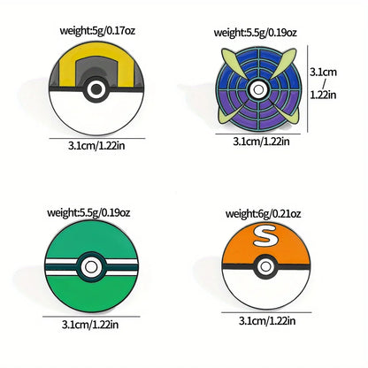 14PCS Pokémon Poké Ball Enamel Brooch Set – Minimalist Cartoon Metal Pins for Backpack & Clothing Accessories