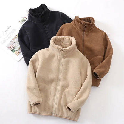 Teen Boys and Girls Winter Fleece Jacket, Thick Warm Windproof School Coat, Cozy Casual Outerwear for Older Teens and Young Adults