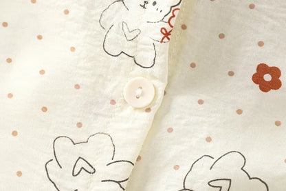 Conjunto de pijama de encaje floral para niñas – Traje de dormir de princesa de manga larga holgado con pantalones para niños