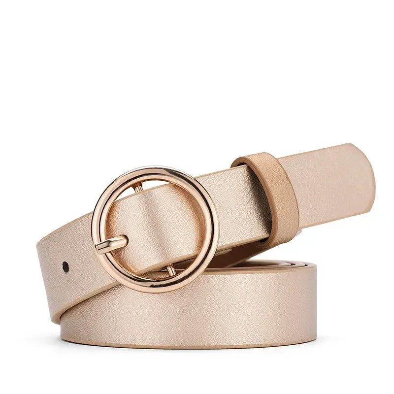 Women's PU Leather Belt Adjustable Pin Buckle Waist Belt for Jeans, Skirts & Dresses