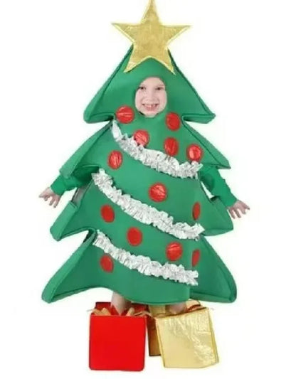 Adult Christmas Tree Costume with Shoe Covers, Funny Holiday Cosplay Outfit for Men and Women, Xmas Party Masquerade, Fancy Dress, Role Play and Festive Celebrations