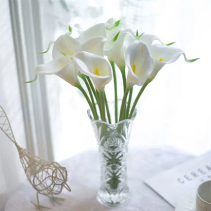 5/10/15/20pcs Real Touch Calla Lily Artificial Flowers – Realistic Faux Calla Lily Bouquet for Wedding Bridal Arrangements, Home Décor & Floral Decoration