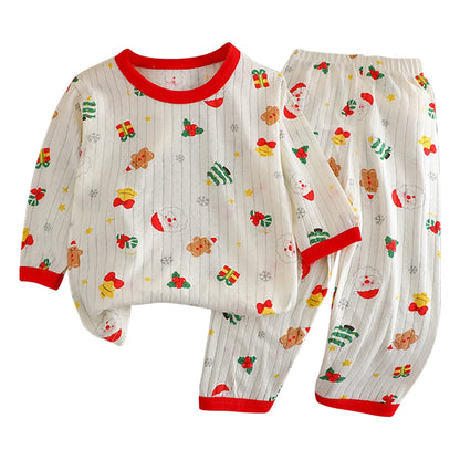 Conjunto de Pijama de Algodón para Niños – Pijama de Manga Larga y Pantalones para Verano en Casa y Habitaciones con Aire Acondicionado
