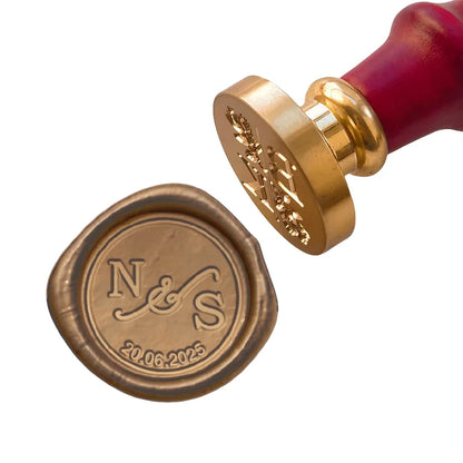 Sello de cera personalizado para bodas – Iniciales y logo personalizados, sello de metal para invitaciones | Embalaje de regalo DIY y accesorio de decoración de bodas