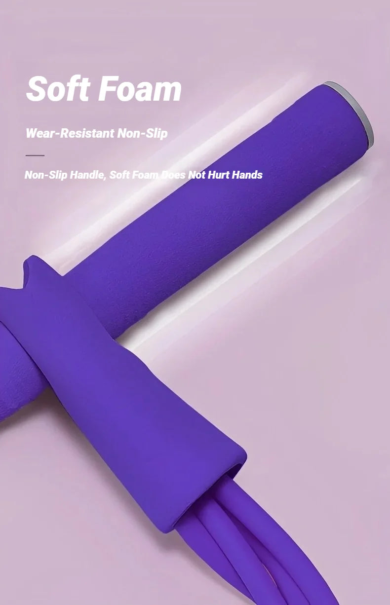 Entrenador de resistencia de pedales de 4 tubos – Cuerda de tensión elástica multifuncional para yoga, entrenamiento de fuerza abdominal, fitness en casa y entrenamiento de cuerpo completo