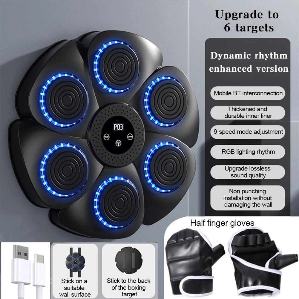 Máquina de Boxeo Musical Inteligente – Entrenador Interactivo de Boxeo de Pared para Adultos y Niños, Fitness en Casa, Entrenamiento de Reacción y Ejercicios