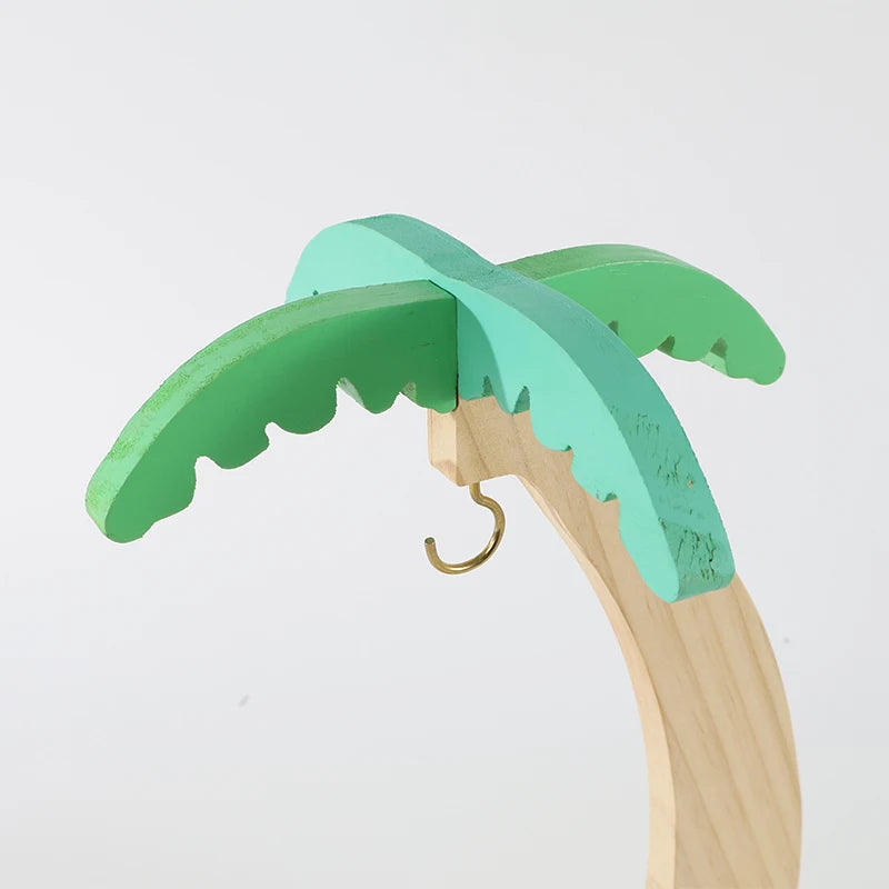 Wooden Banana Rack Hanging Kitchen Rack Simulated Leaf Decorative Fruit Vertical Storage Rack with Hook Kitchen Decoration
