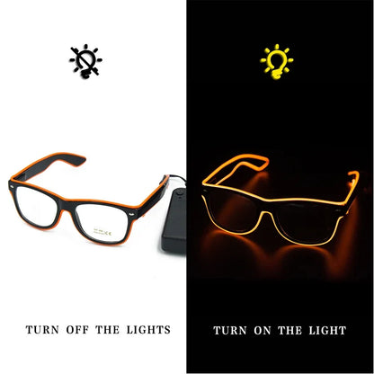 LED EL Wire Light-Up Glasses – Flashing Neon Party Sunglasses for Festivals, Raves & Cosplay