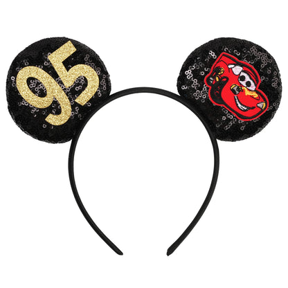 Diadema de orejas de Mickey Mouse de Lilo & Stitch – Lazo de lentejuelas de 5" Accesorio para el cabello de dibujos animados para mujeres y niñas | Diadema para fiestas y festivales