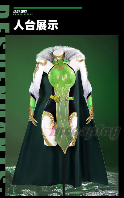 Lady Loki Cosplay Costume Set – Loki Laufeyson “God of Lies / God of Evil” Female Version Full Outfit (Game Cosplay Series with Accessories)